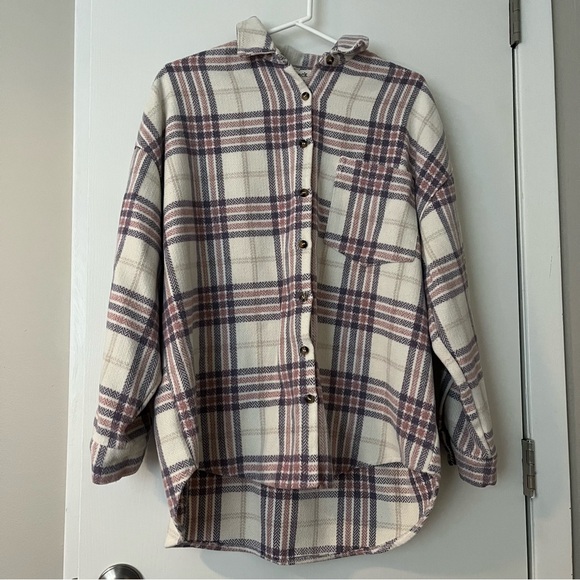 Style Rack Wool Blend Plaid Shacket - Picture 2 of 5